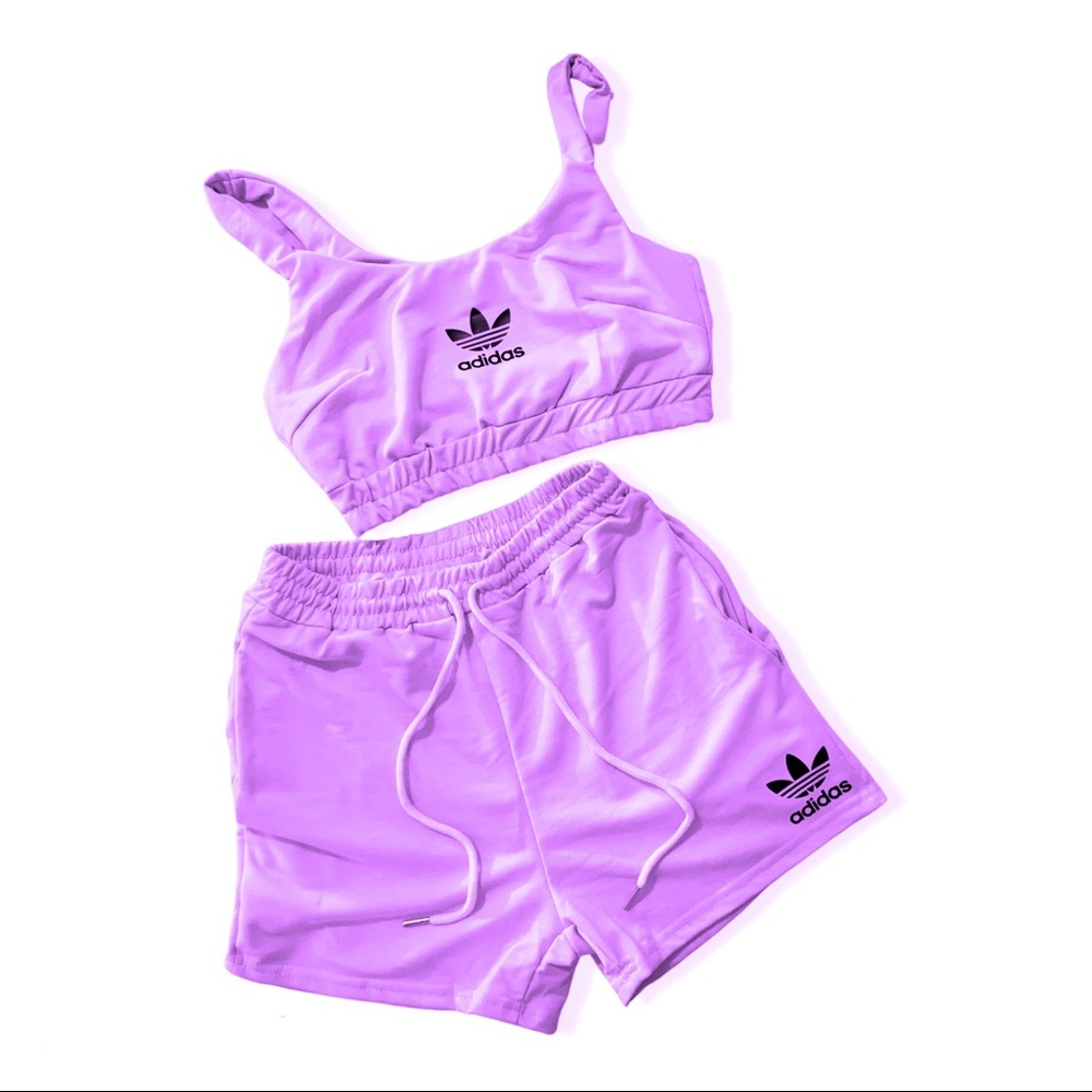 Custom Adidas crop top and short set